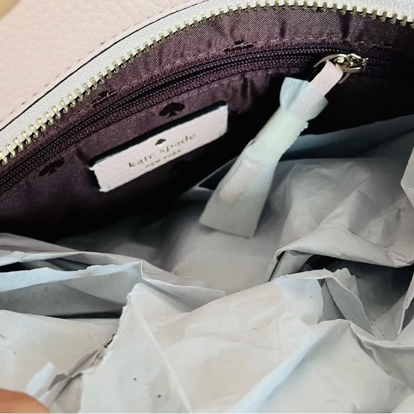 Kate Spade Tote ♠️ Hayes Medium Pebbled Leather with Zipper Top in Pink Chalk - Picture 7 of 7